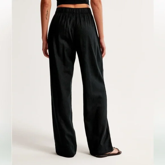 Abercrombie Linen-Blend Pull-On Pant - Black - Picture 7 of 7